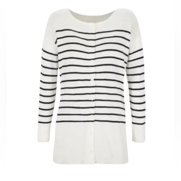 CAbi White Black Turnabout Cardigan Sweater Size XS style 6164 MSRP 130.00 - Picture 1 of 12